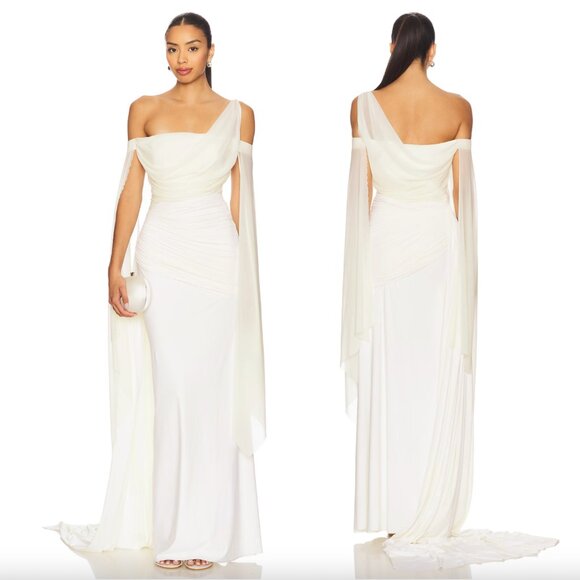 Deme by Gabriella Cynthia Maxi Dress in Off White Formal Bridal Wedding Gown XS